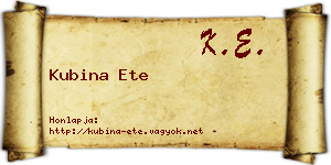 Kubina Ete névjegykártya